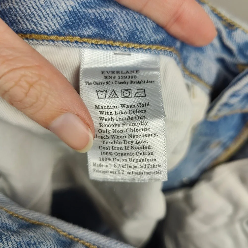 Everlane The Curvy 90s Cheeky Straight‎ Jean Womens 28 Light Wash Organic Cotton - Picture 9 of 11